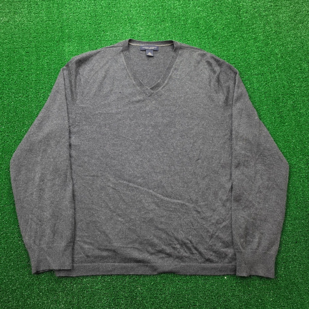 Banana Republic Silk Cashmere Blend V-Neck Sweater Mens Large Gray Pullover